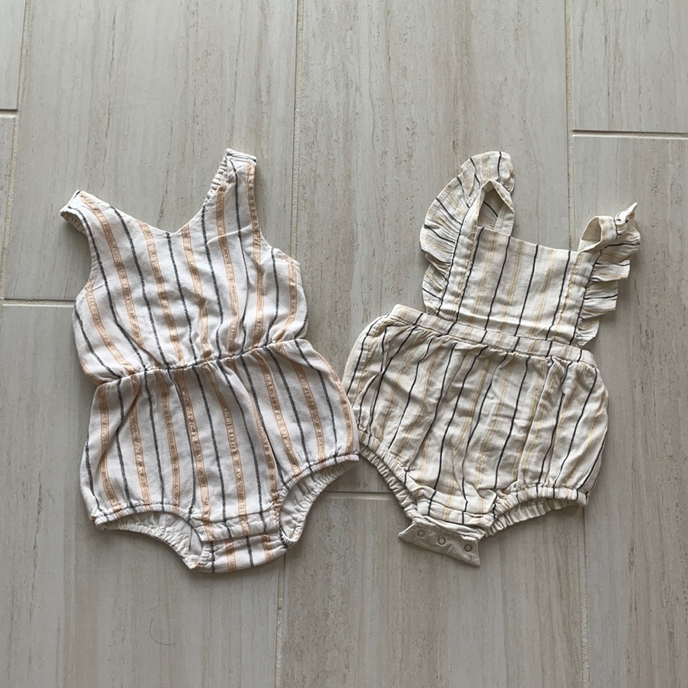 Cream and Gold Open Back Old Navy Rompers